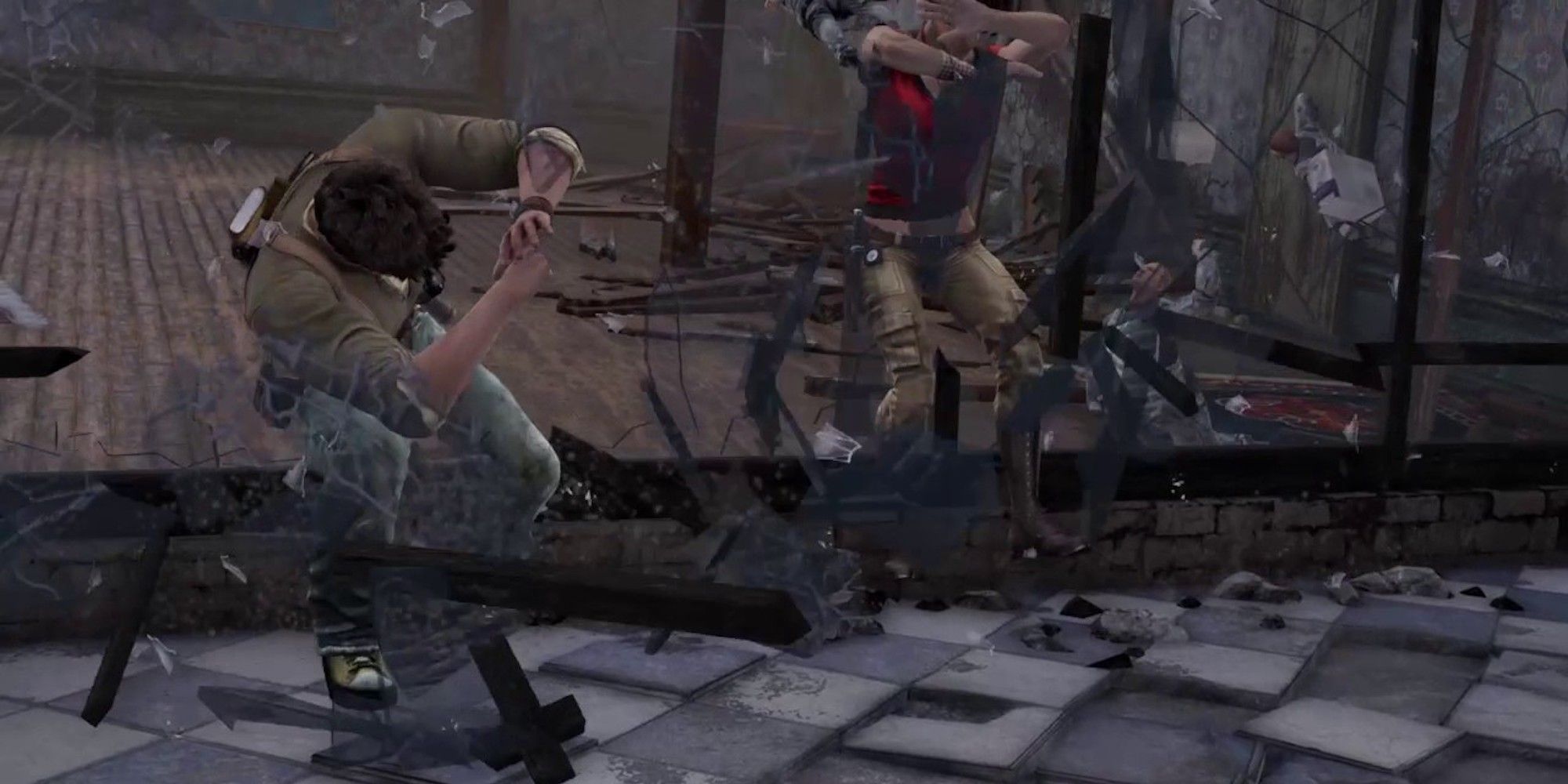uncharted 2 jumping out of collapsing building