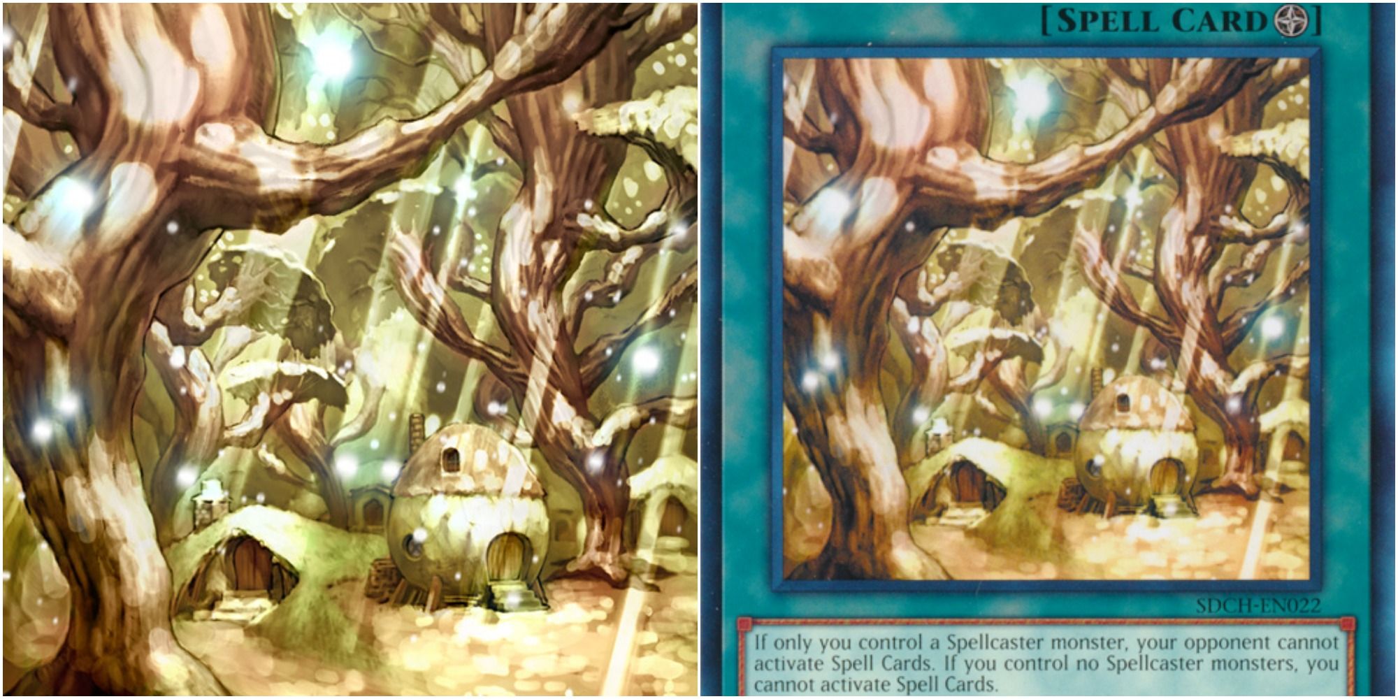 yugioh secret village of the spellcasters card art and text