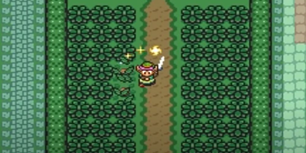 A Link To The Past, Link cuts the grass