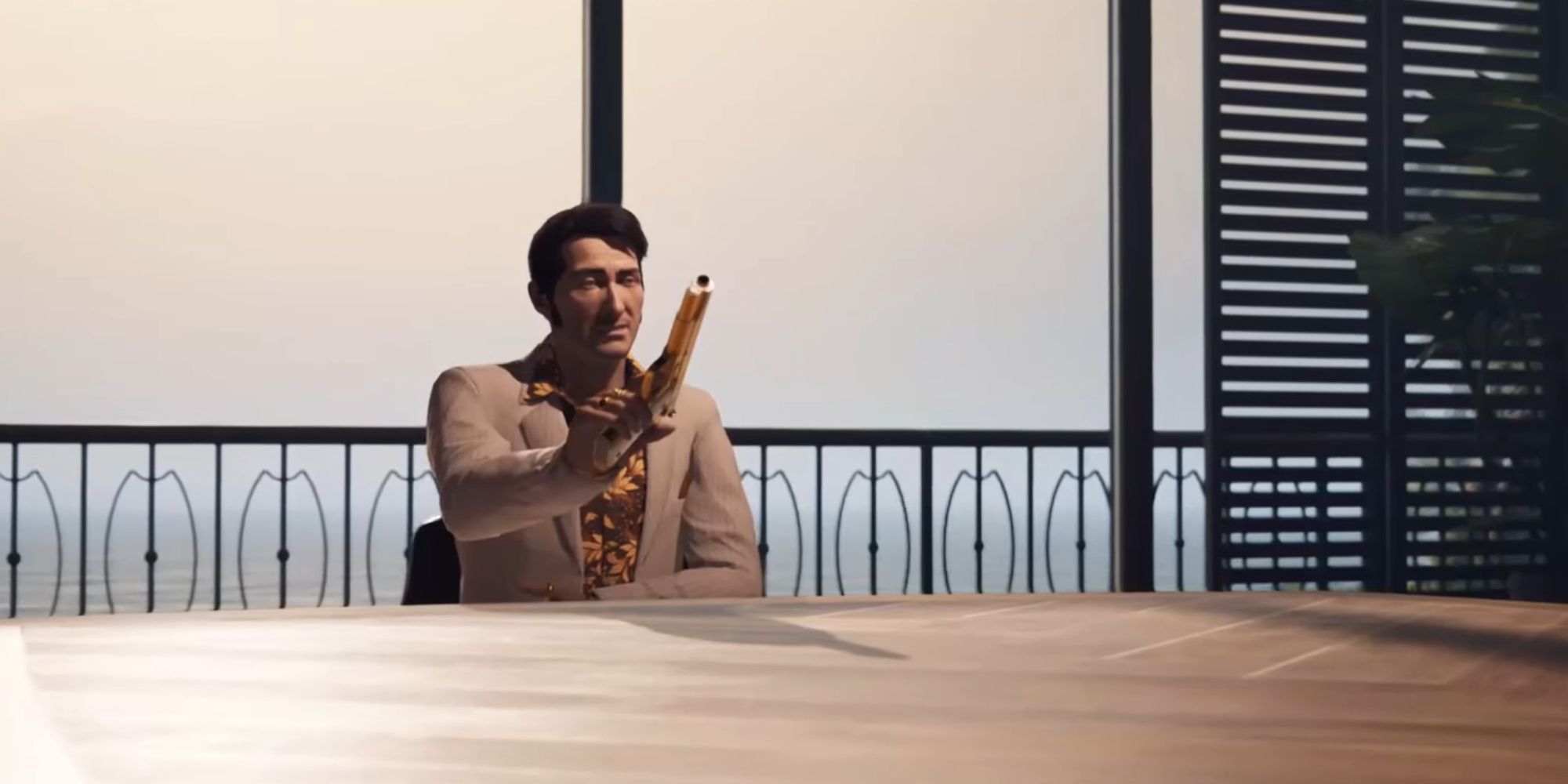 A Way Out Screenshot Of Harvey With Golden Gun