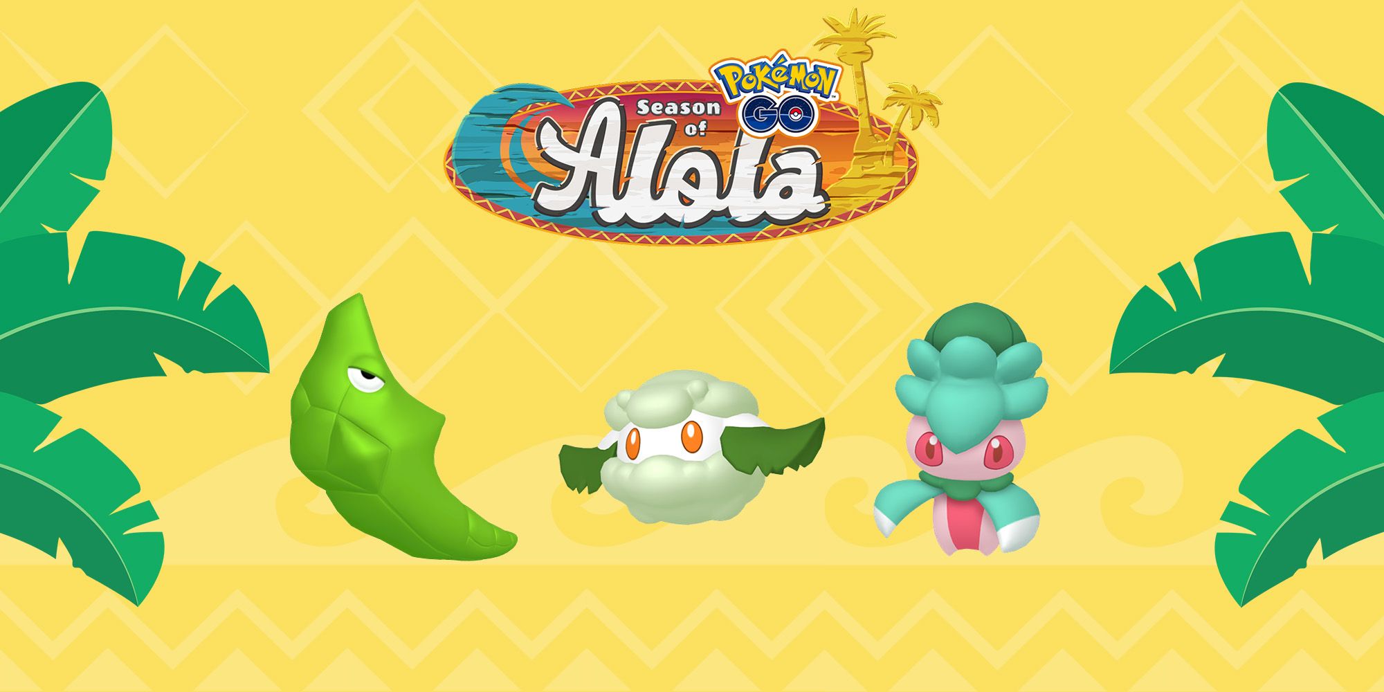 Image showing Metapod, Cottonee, and Fomantis with the Season of Alola logo in Pokemon Go
