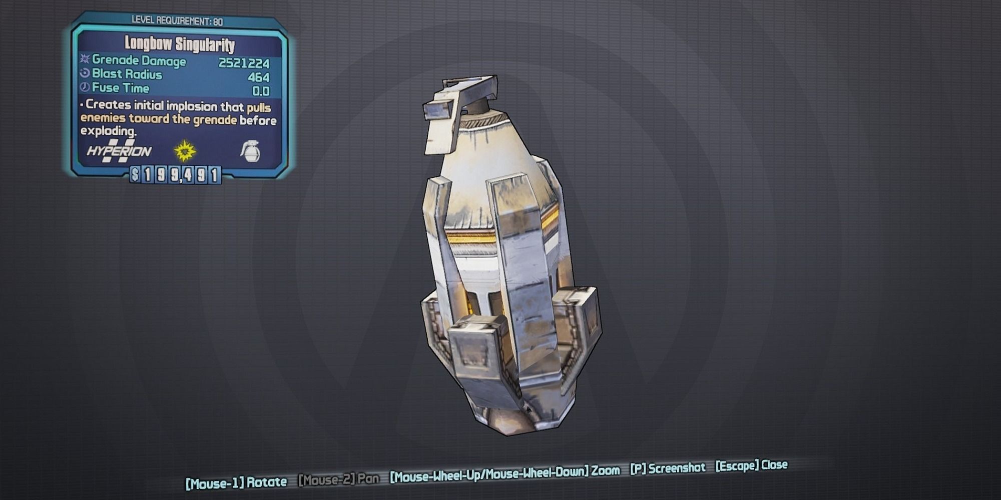 Borderlands 2 Singularity Grenade stats