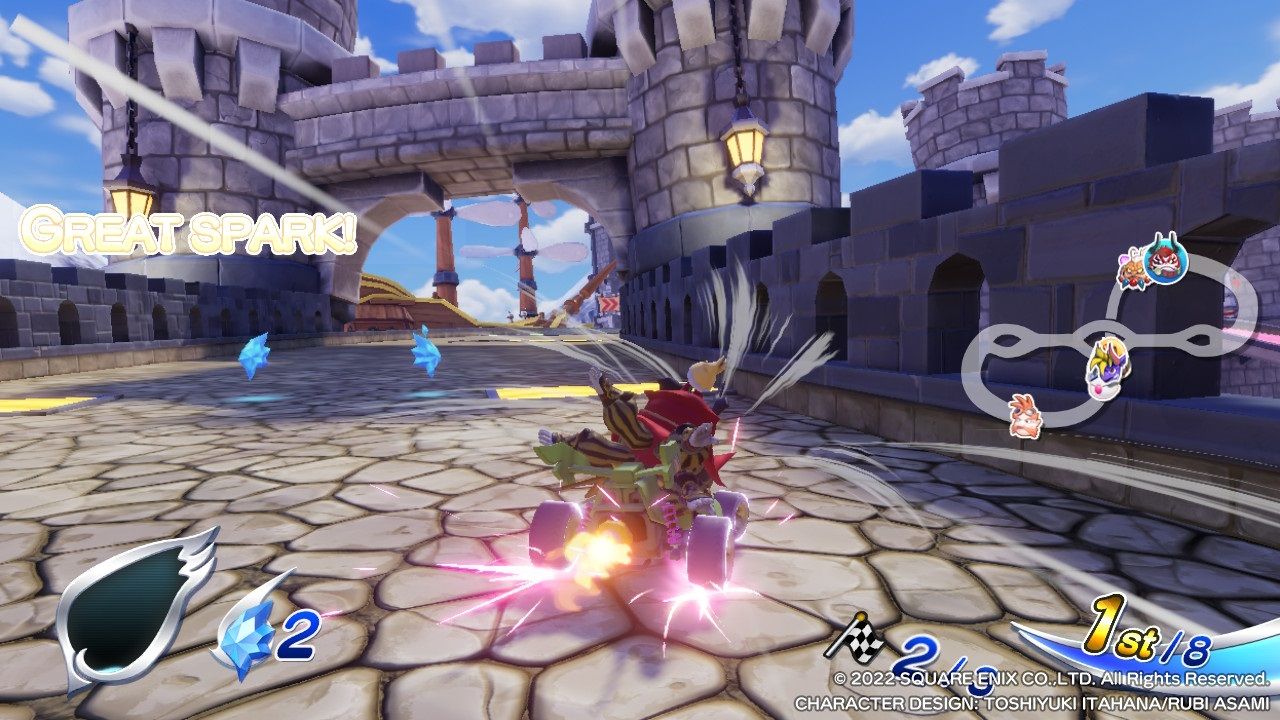 Chocobo GP Gilgamesh on the track near crystals
