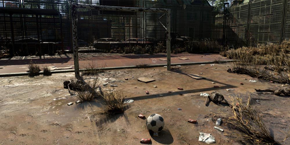 A soccer field in Old Villedor in Dying Light 2