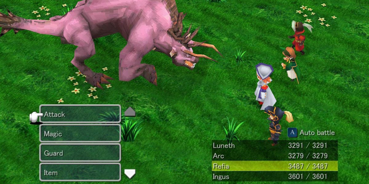 screenshot of a Final Fantasy III battle