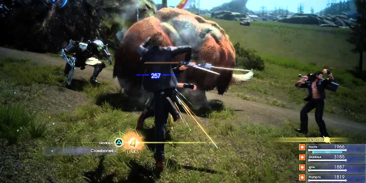 screenshot of a Final Fantasy XV battle