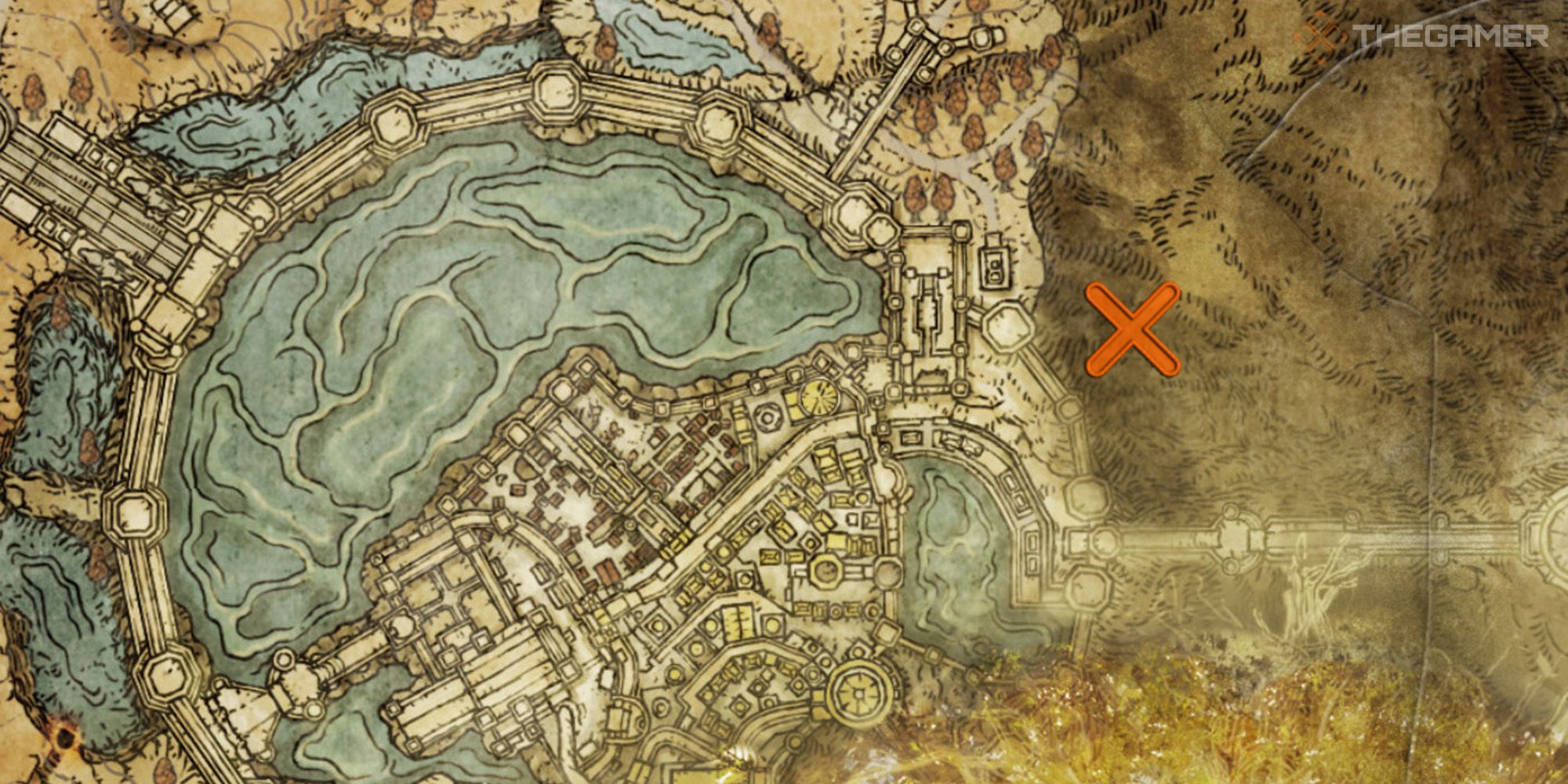 Elden Ring Map showing the location of Frenzied's Cookbook [2]