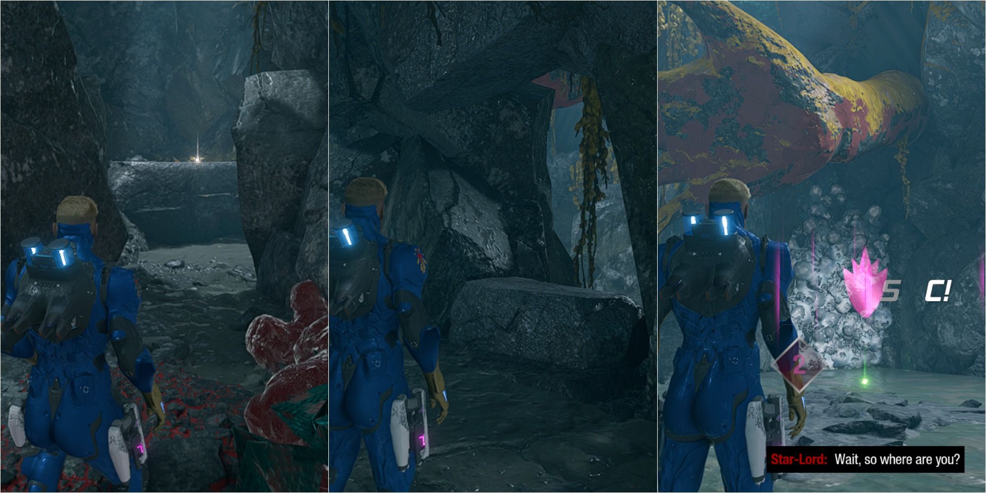 Guardians Of The Galaxy Split Image Chapter 3 Making It Through Cave
