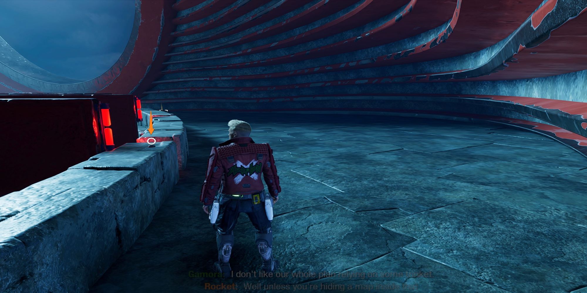 Guardians Of The Galaxy Star-Lord Looking At Archive Lady Hellbender's Throne Room