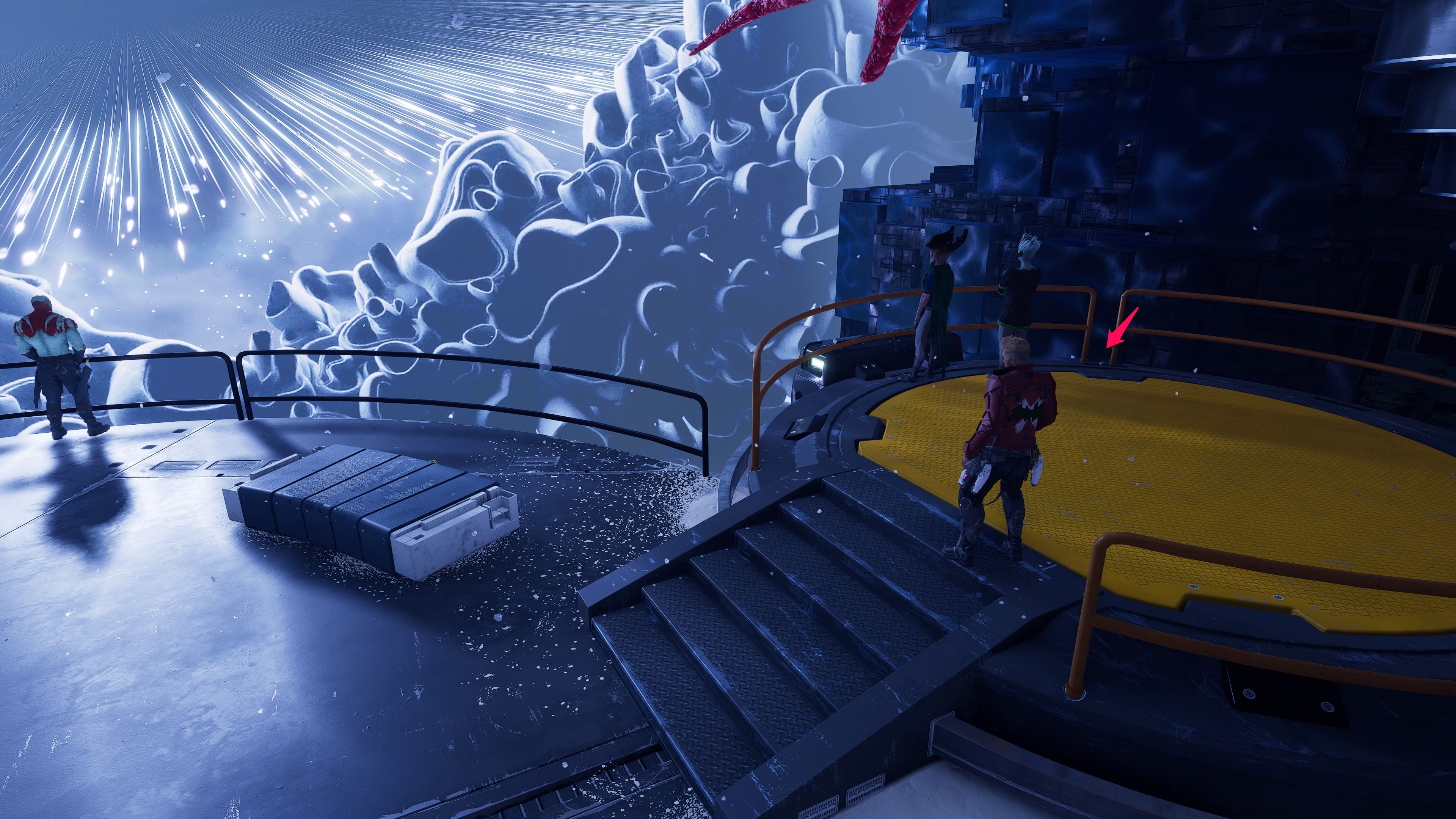 Star-Lord Near Archive On Yellow Platform At Balcony Overlook