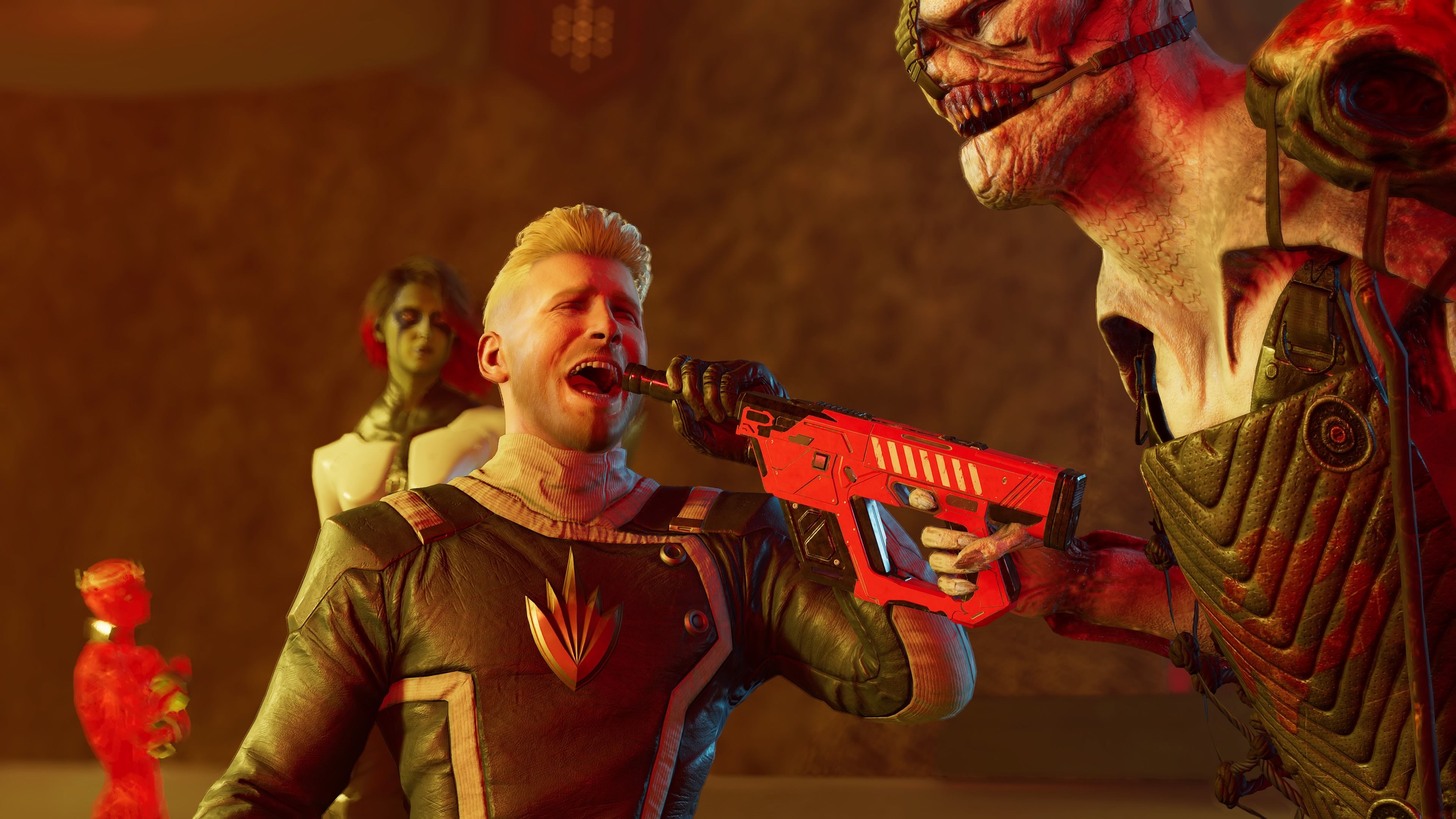 Star-Lord Sings Into Lipless' Gun Like A Microphone