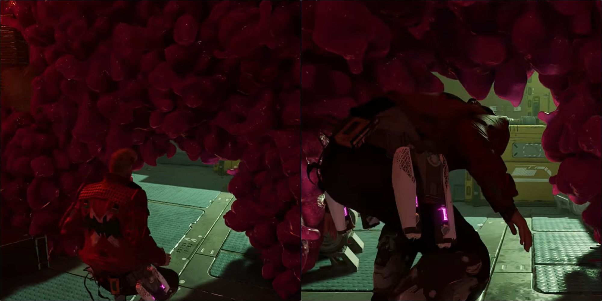Guardians Of The Galaxy Goo Covered Crawl Space Split Image