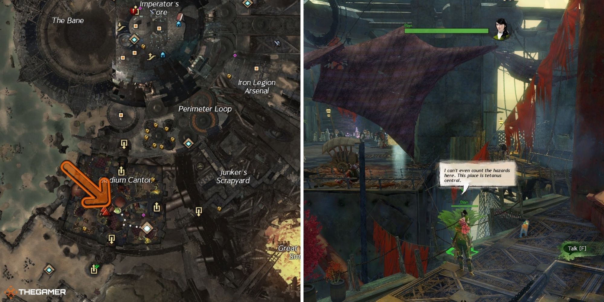 Guild wars 2 end of dragons - bian on right, black citadel map on left