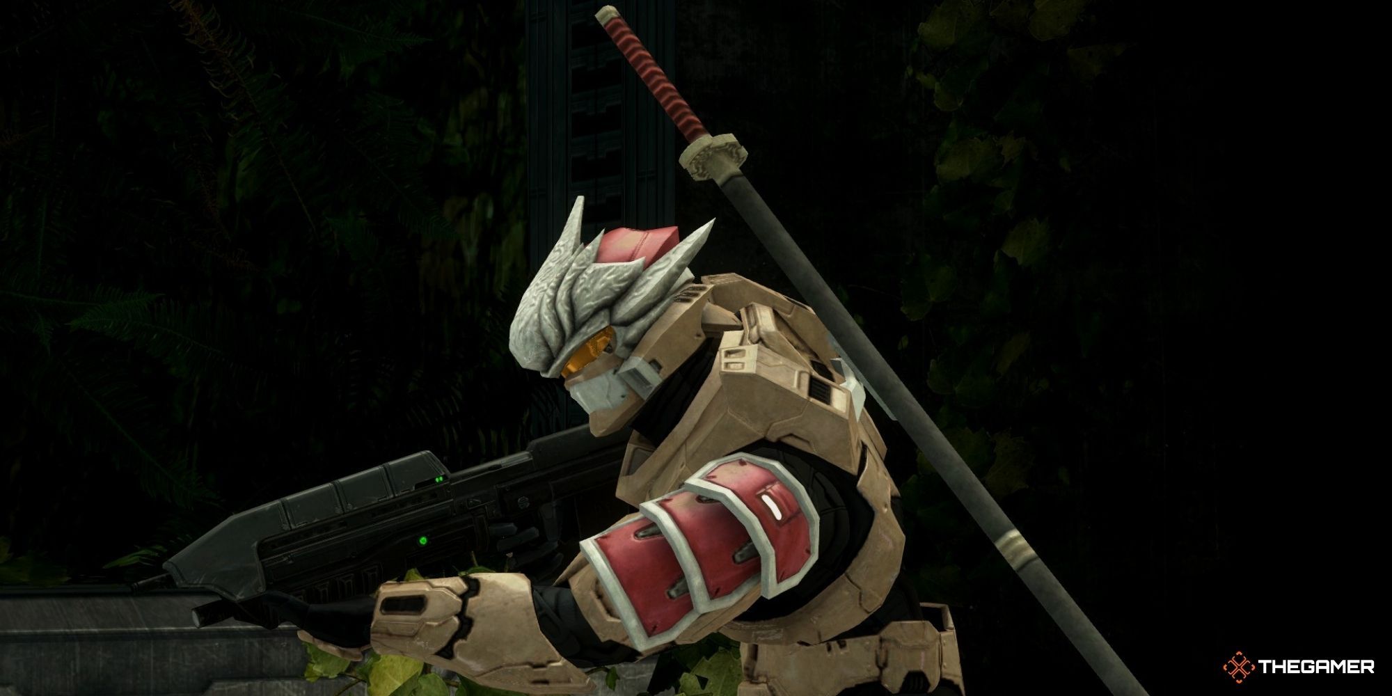 Halo player wearing a Katana on their back