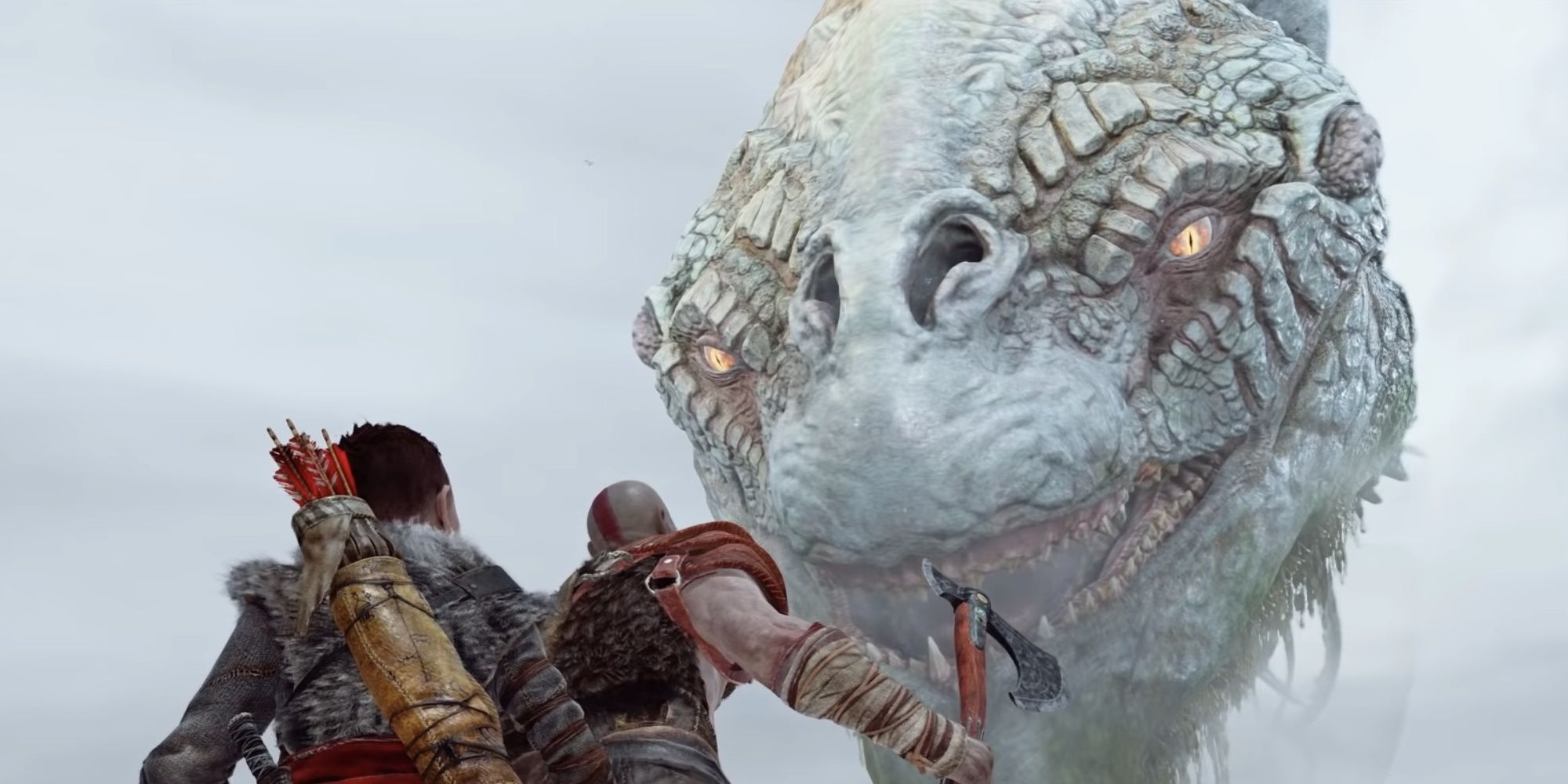 God Of War: Kratos and Atreus meets Jormungandr, the World Serpent
