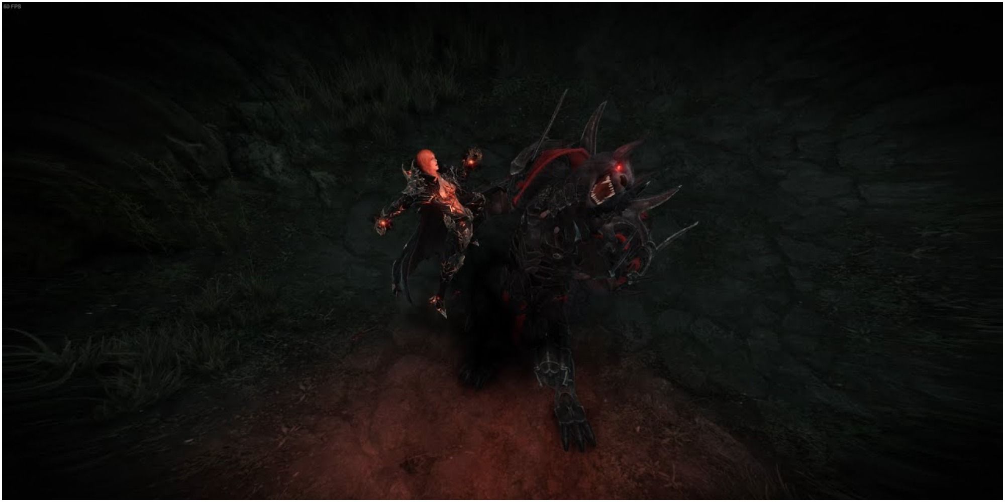 Lost Ark Armen leaping in the air about to drop-punch a staggering Rictus