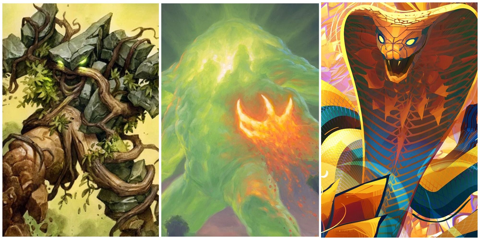 MTG Best Landfall Cards Art Split Image