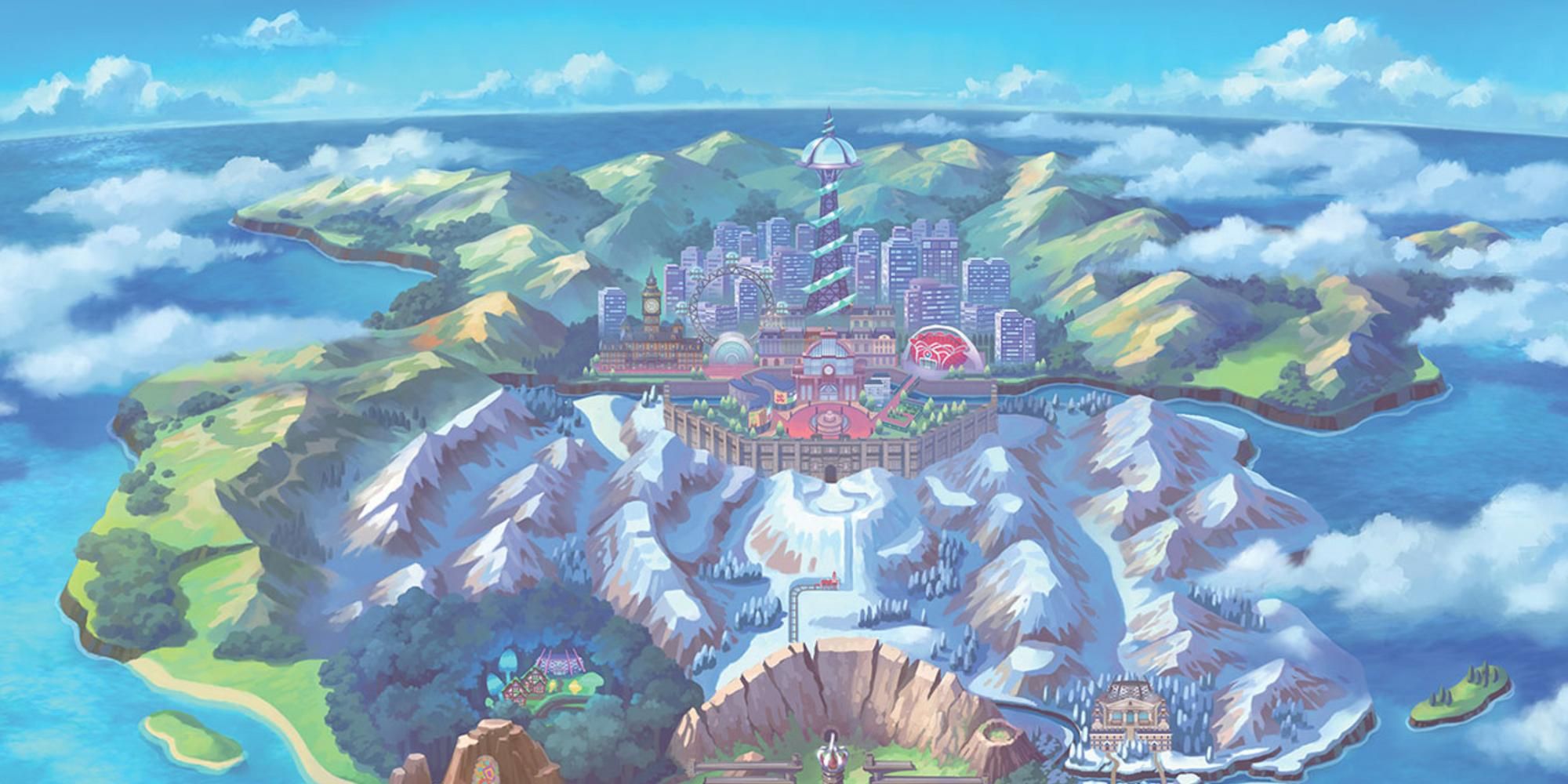 Official artwork of the Galar Region in Pokemon