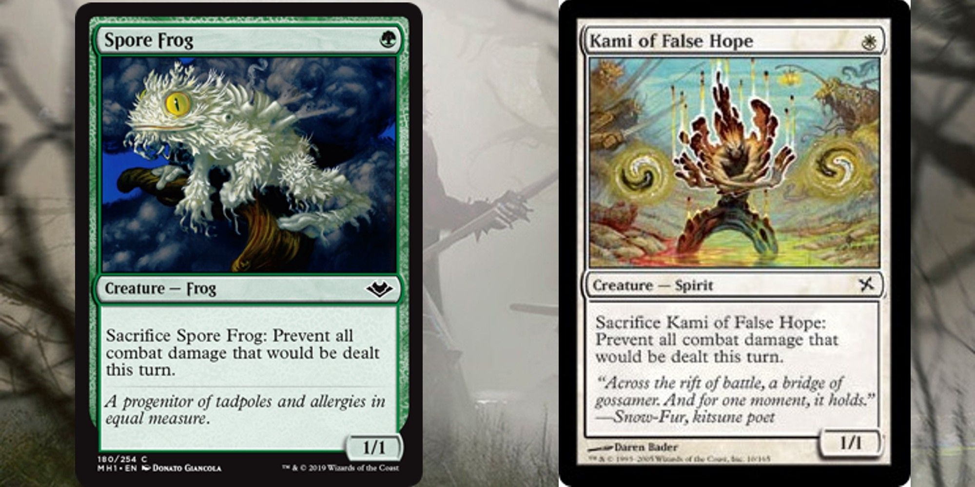 Spore Frog and Kami of False Hope MTG Card