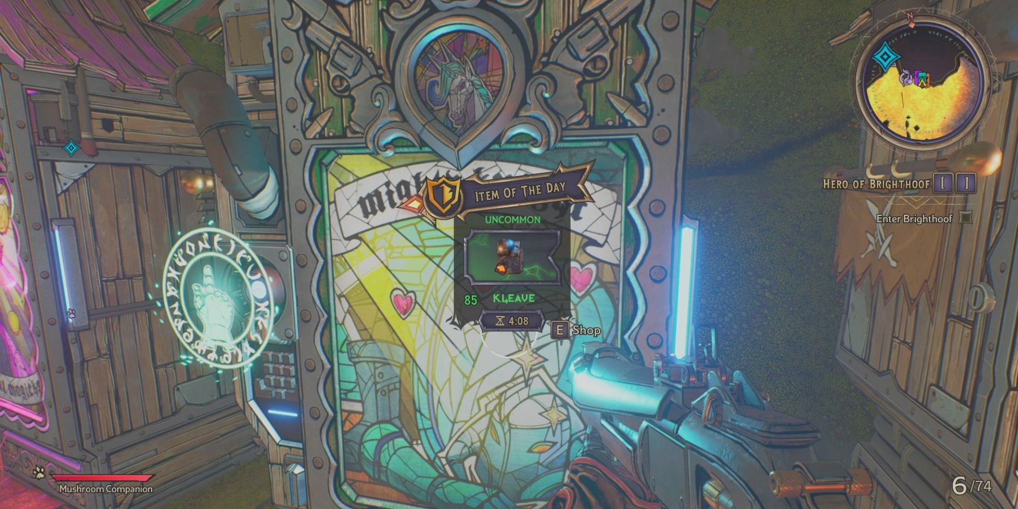 A magical vending machine shows an item of the day that is an uncommon piece of armor