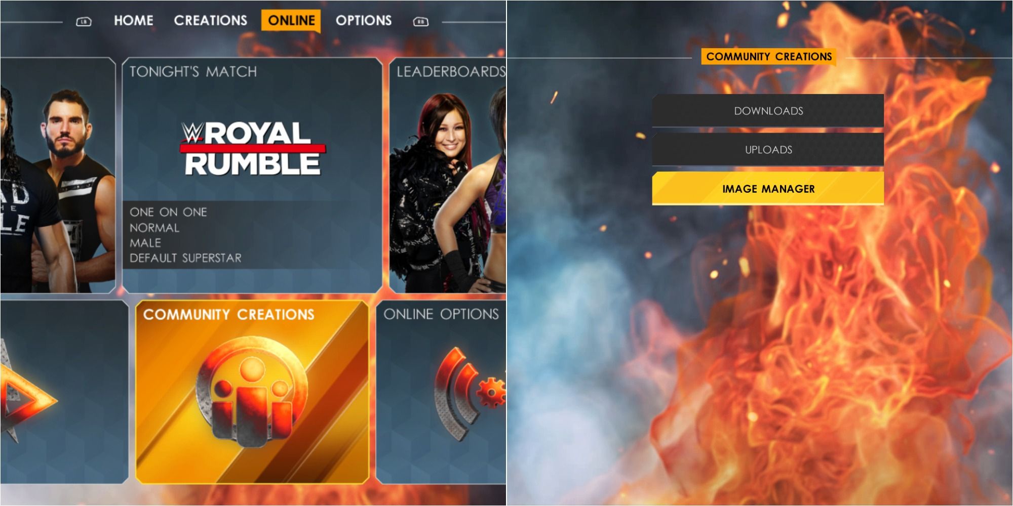 WWE 2K22 Split Image Online Tab And Image Manager