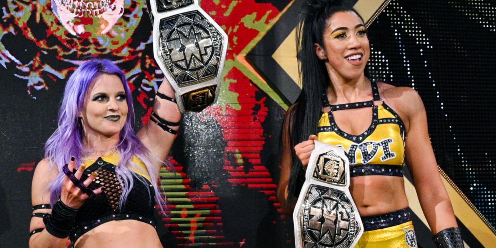 WWE NXT Shot Of Candice LeRae and Indi Hartwell as Women's Tag Championships