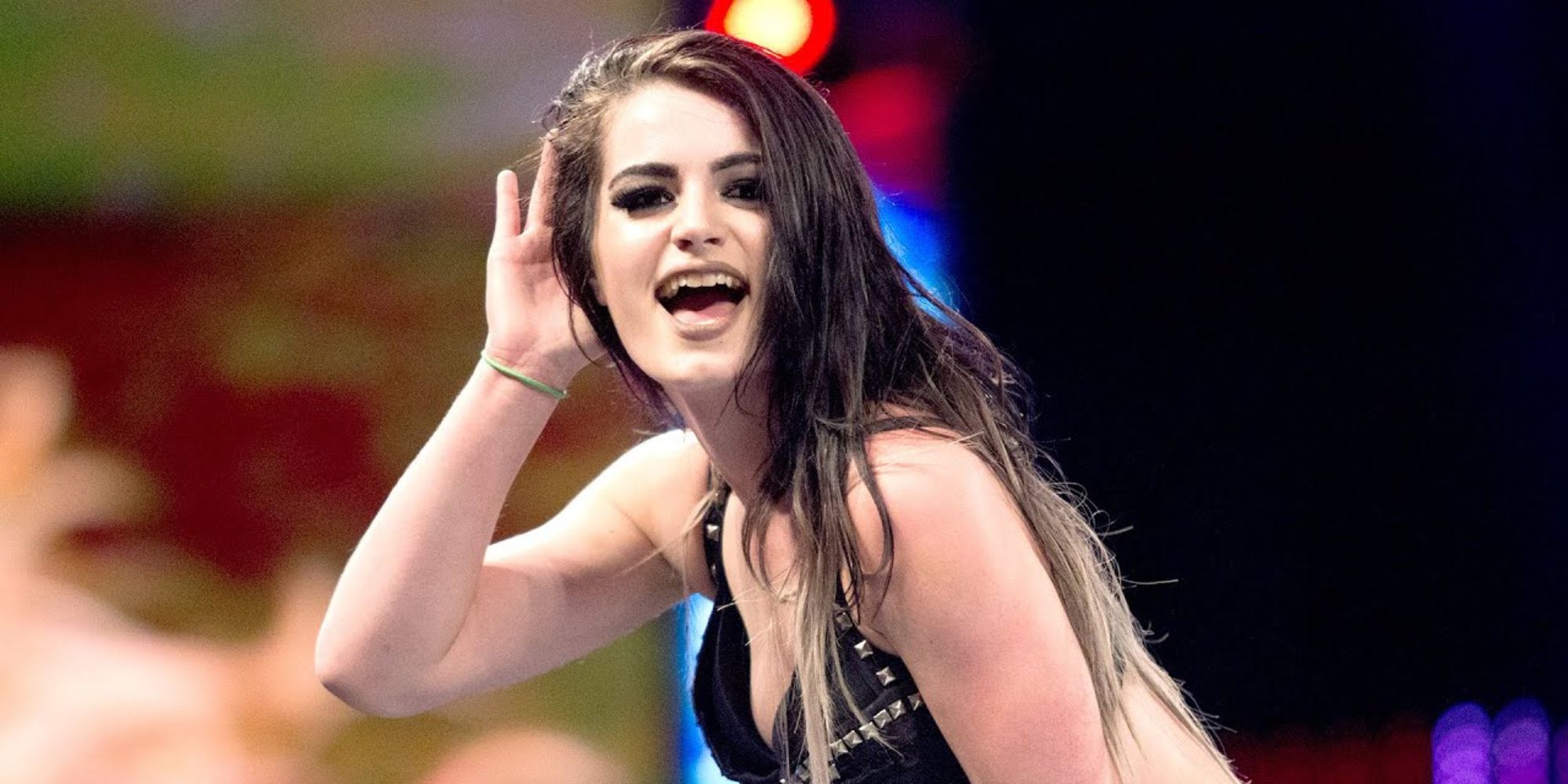 WWE Shot Of Paige With Hand On Ear