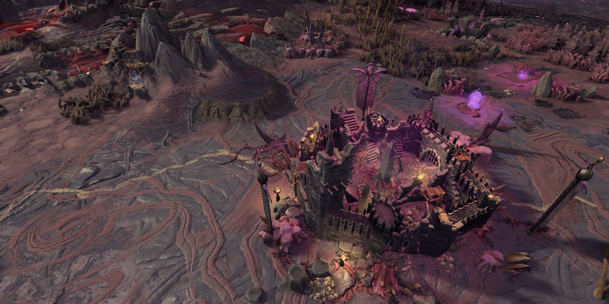 Warhammer 3 Total War Slaanesh city as an example of trading settlements