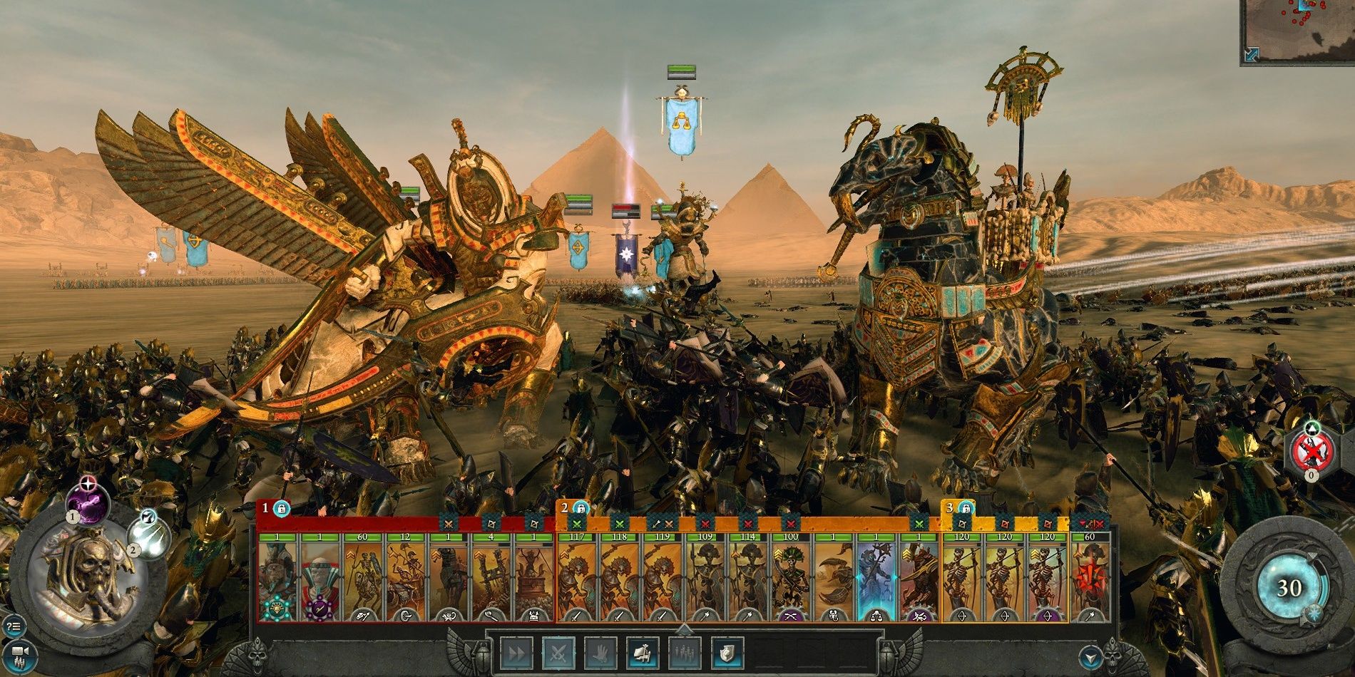 Warhammer 3 Total War Tomb Kings Unit Caps showing a diverse Tomb Kings army