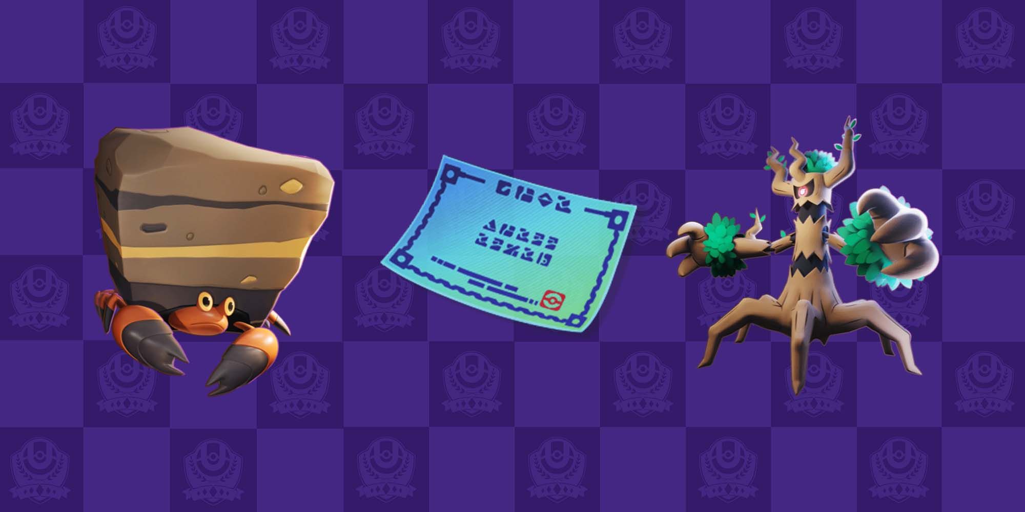 Crustle and Trevenant with a Weakness Policy Held Item in Pokemon Unite