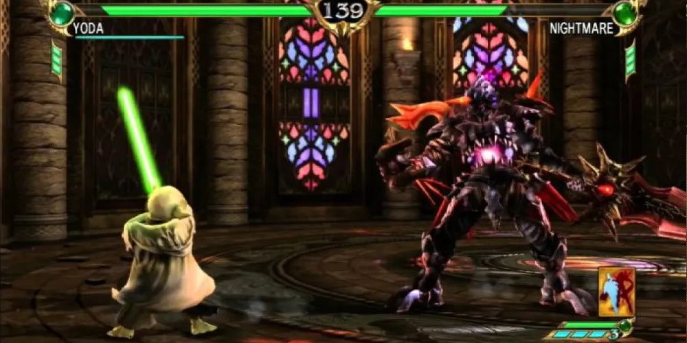 Yoda squares off with Nightmare in Soulcalibur 4