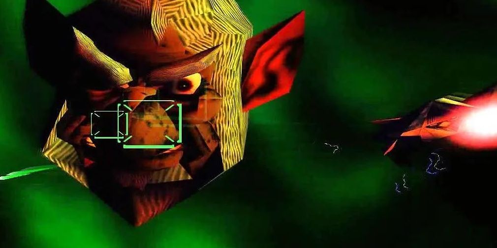 Fox fighting Andross in Star Fox 64