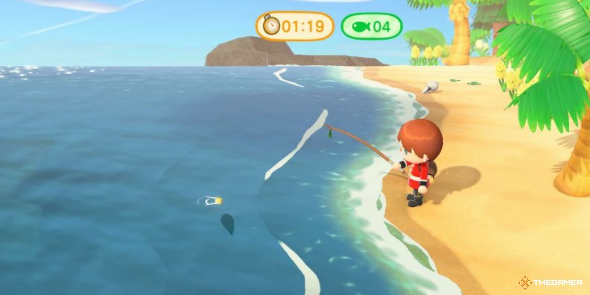 animal crossing new horizons - player fishing during fishing tourney