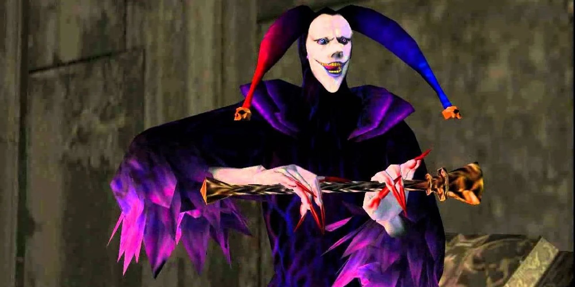 Arkham, in his Jester personality, clutches his wand in Devil May Cry 3