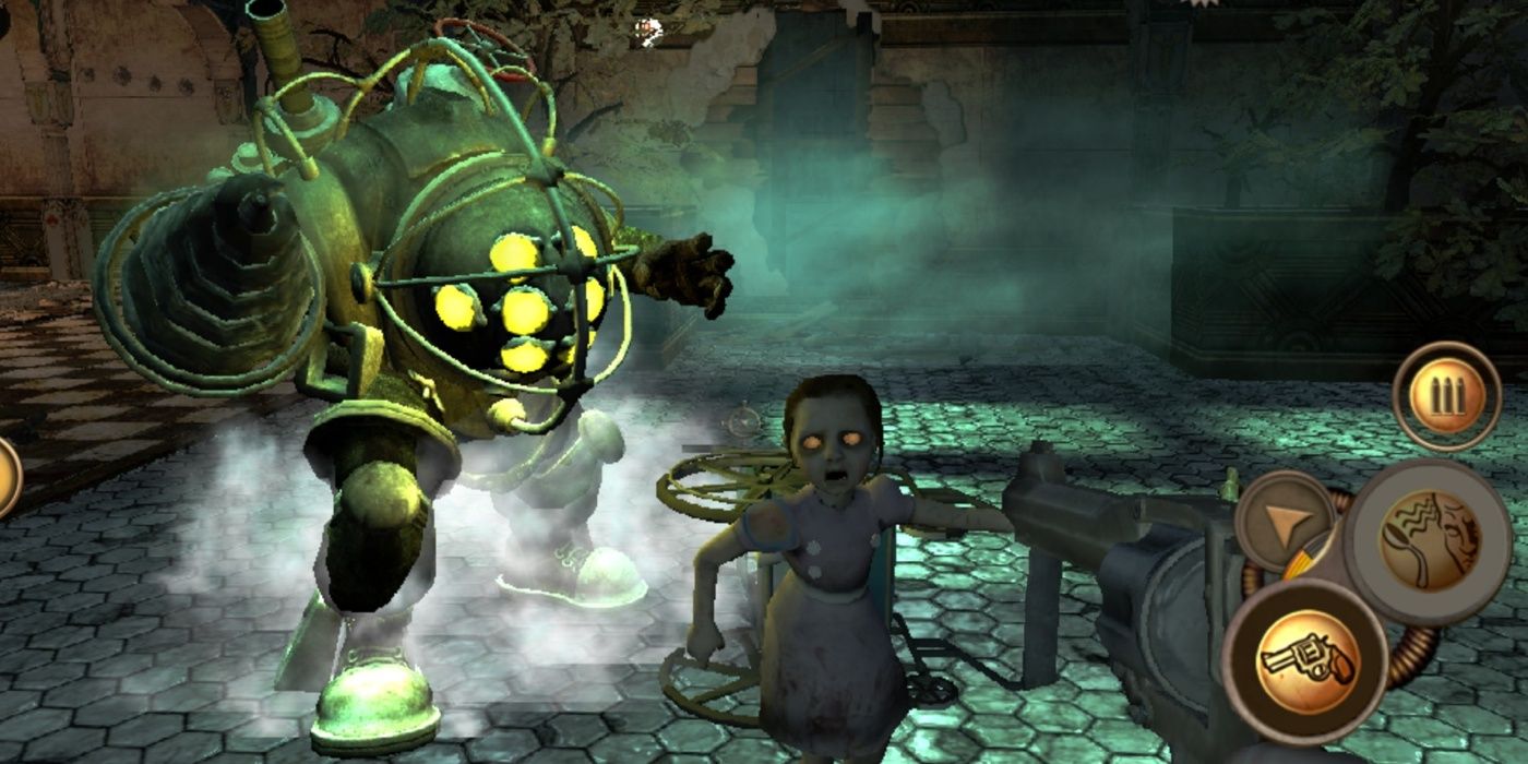 Enemies rush to attack in Bioshock for IOS