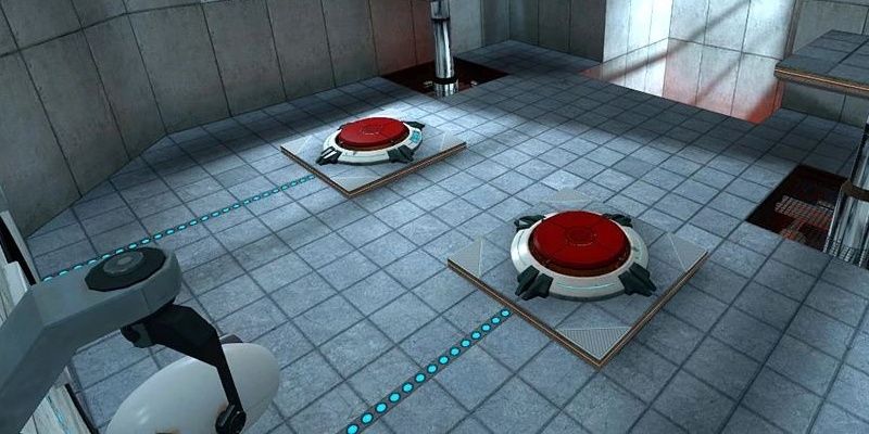 A pair of Super Buttons in Portal