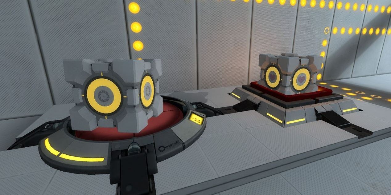 A pair of cubes in Portal 2