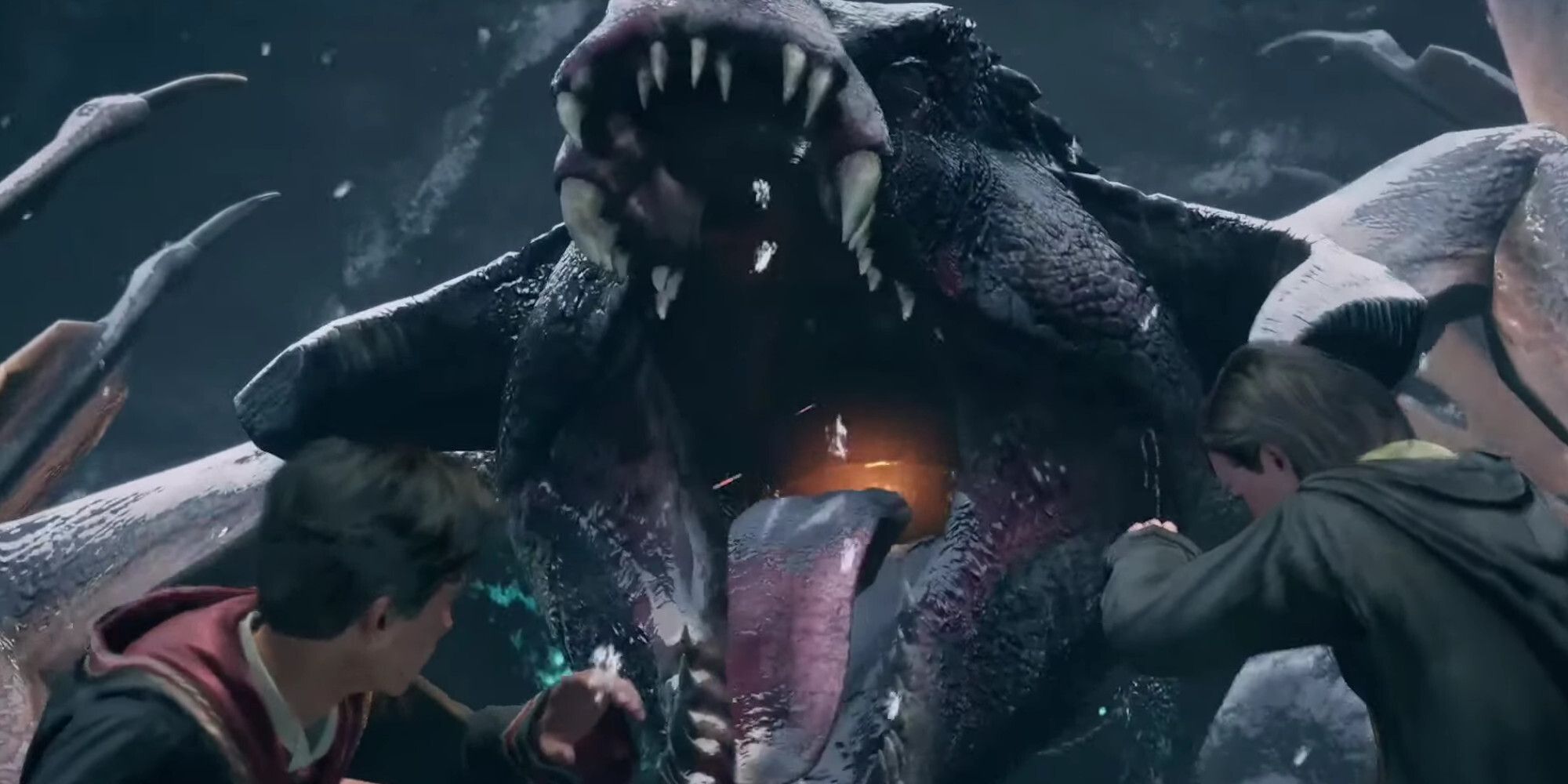 dragon screaming at students