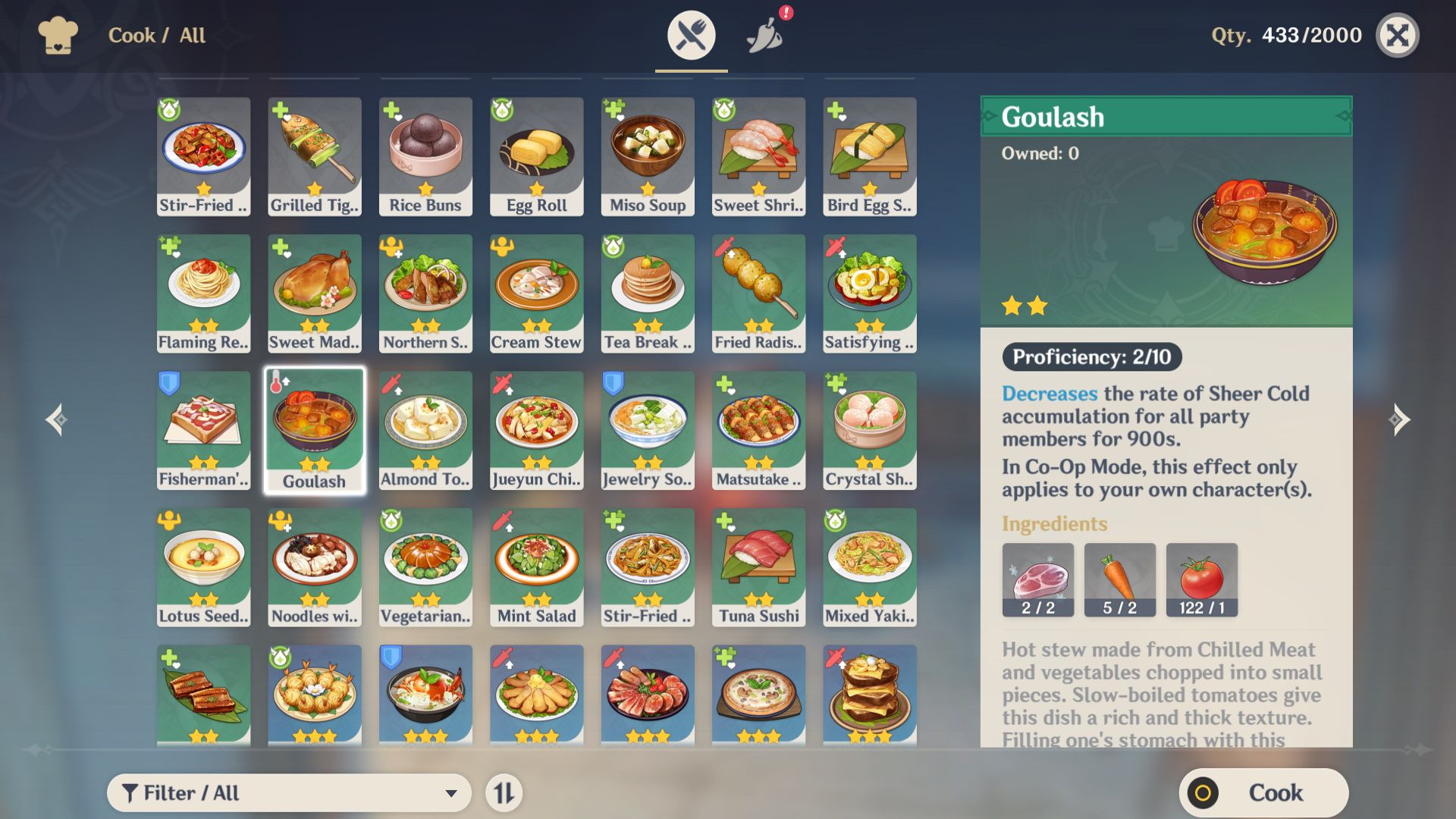 Genshin Impact's goulash recipe used for combatting deadly cold