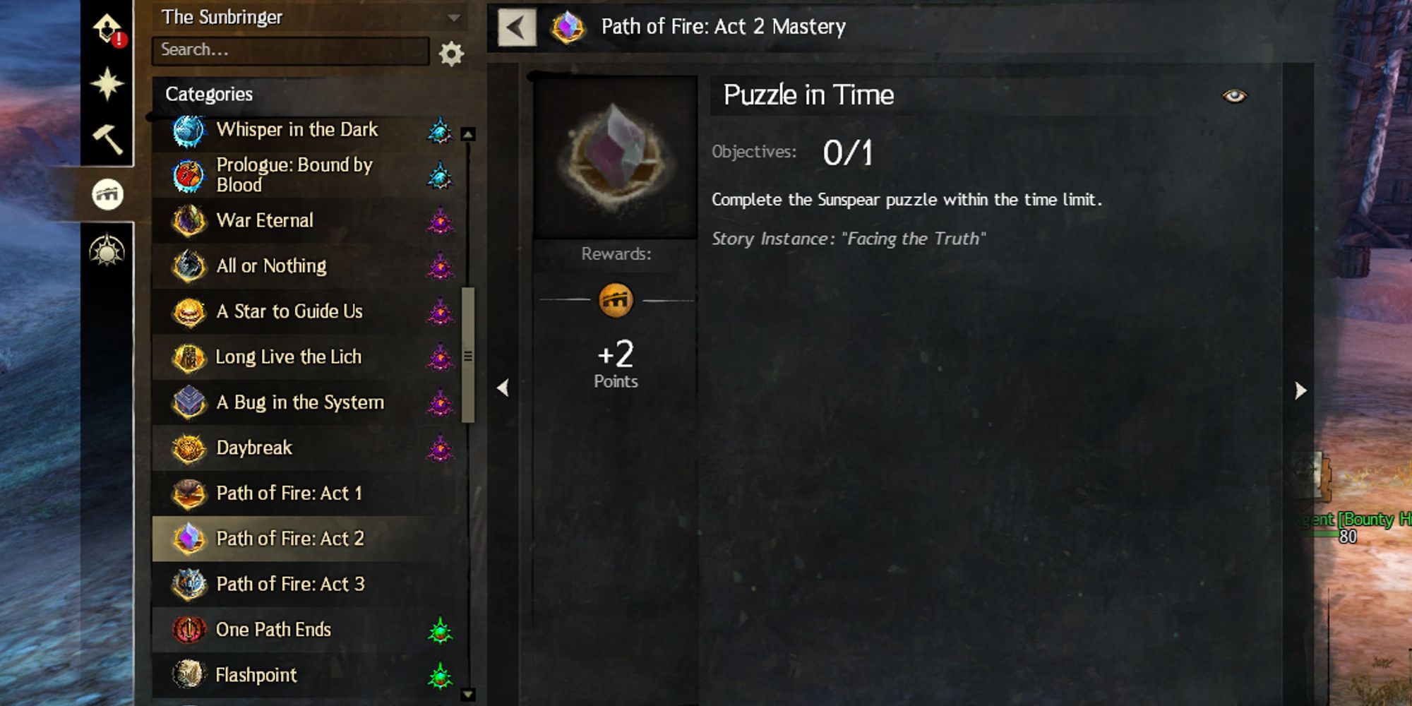 puzzle in time achievement informational page