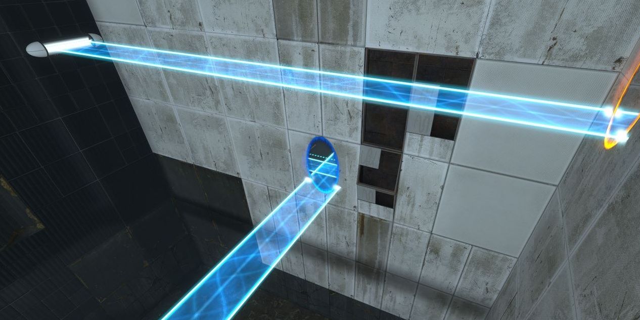 A pair of Hard-Light Bridges in Portal 2