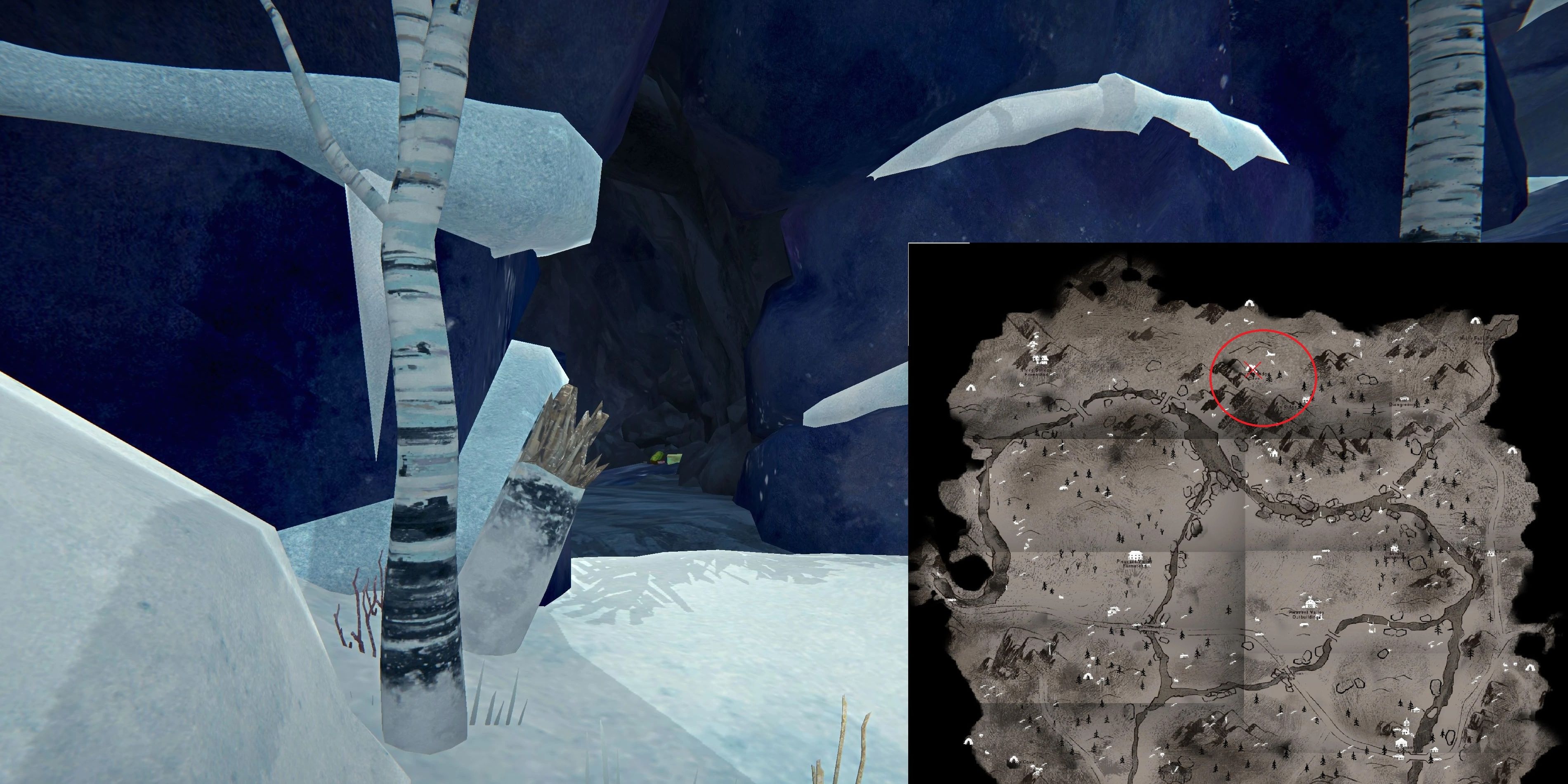 The Long Dark Pleasant Valley Burned Ridge Cave Charcoal Map 