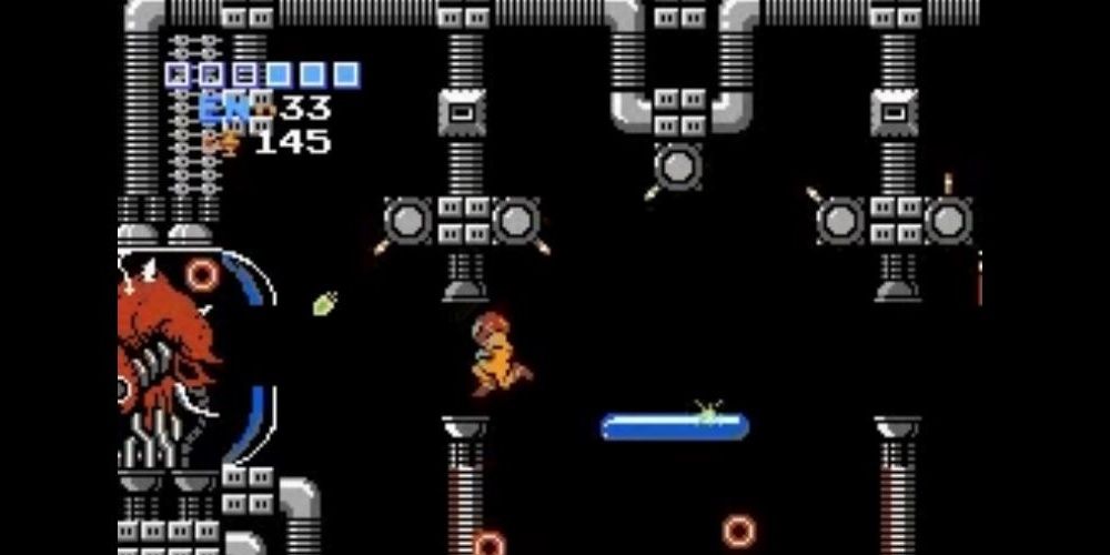Samus fighting Mother Brain in Metroid