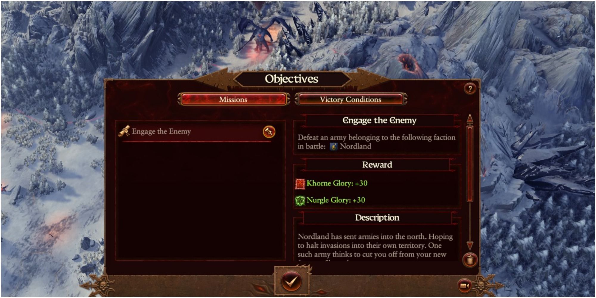 Daemon Prince Starting Objective Panel In Total War Warhammer 3