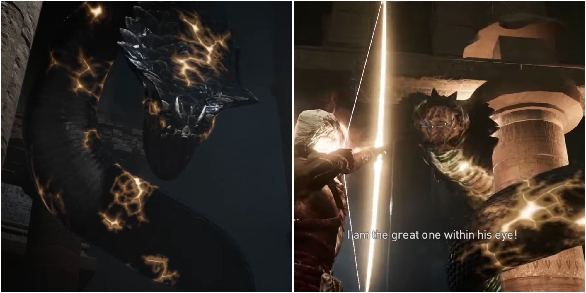 Assassin's Creed Origins Bayek fights the Giant Snake