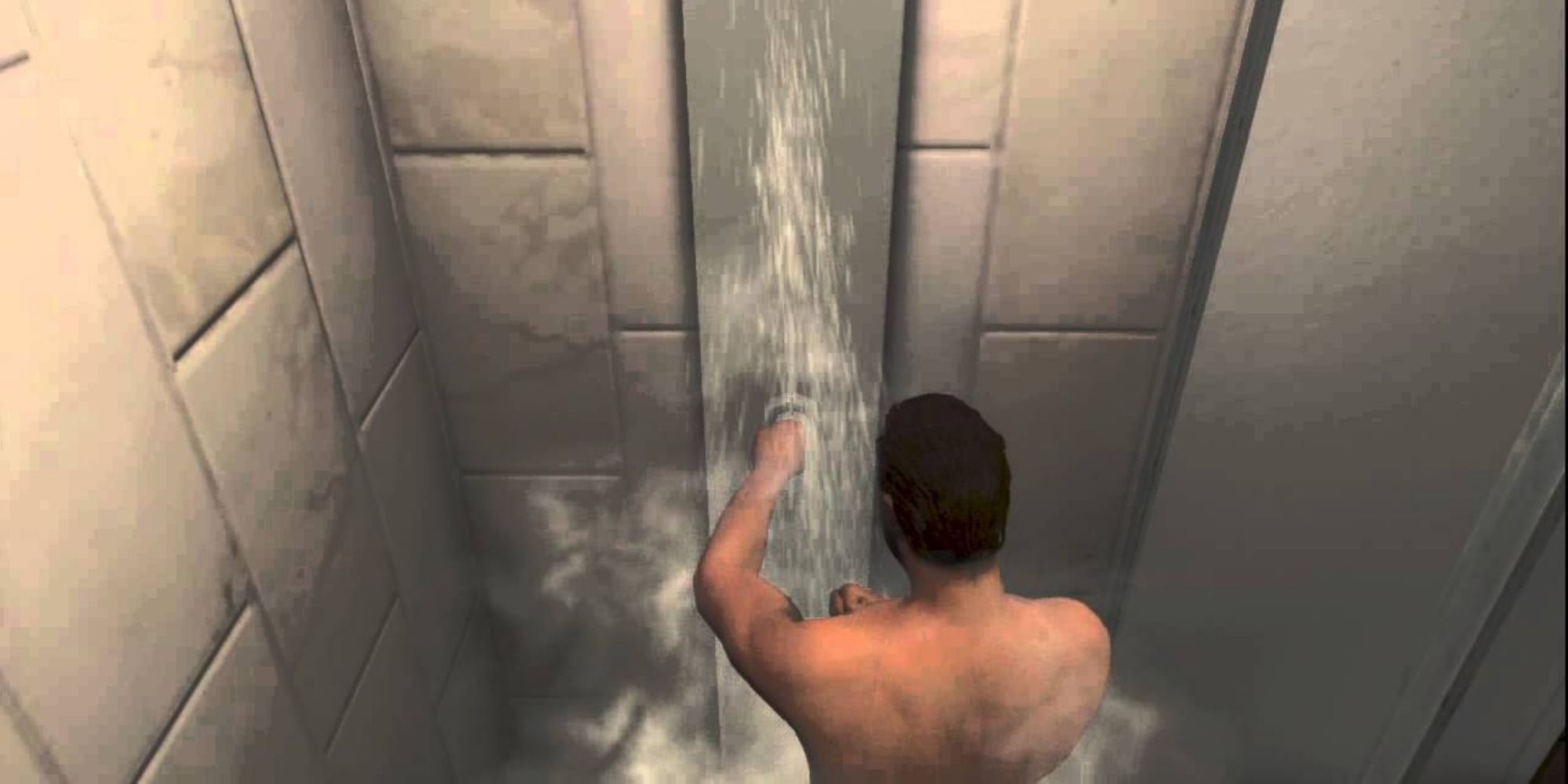 Michael takes a steamy shower