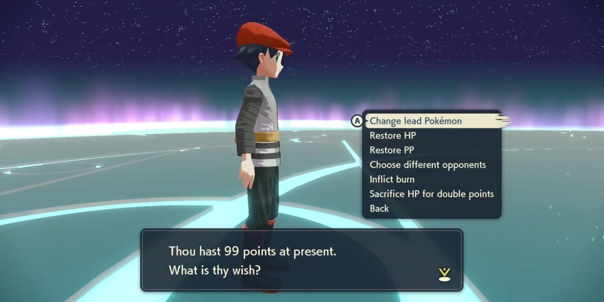 player choosing what to spend their points on