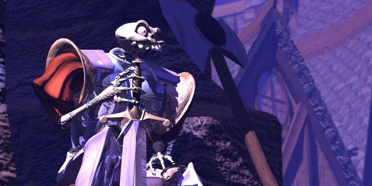 Sir Daniel sitting in Medievil