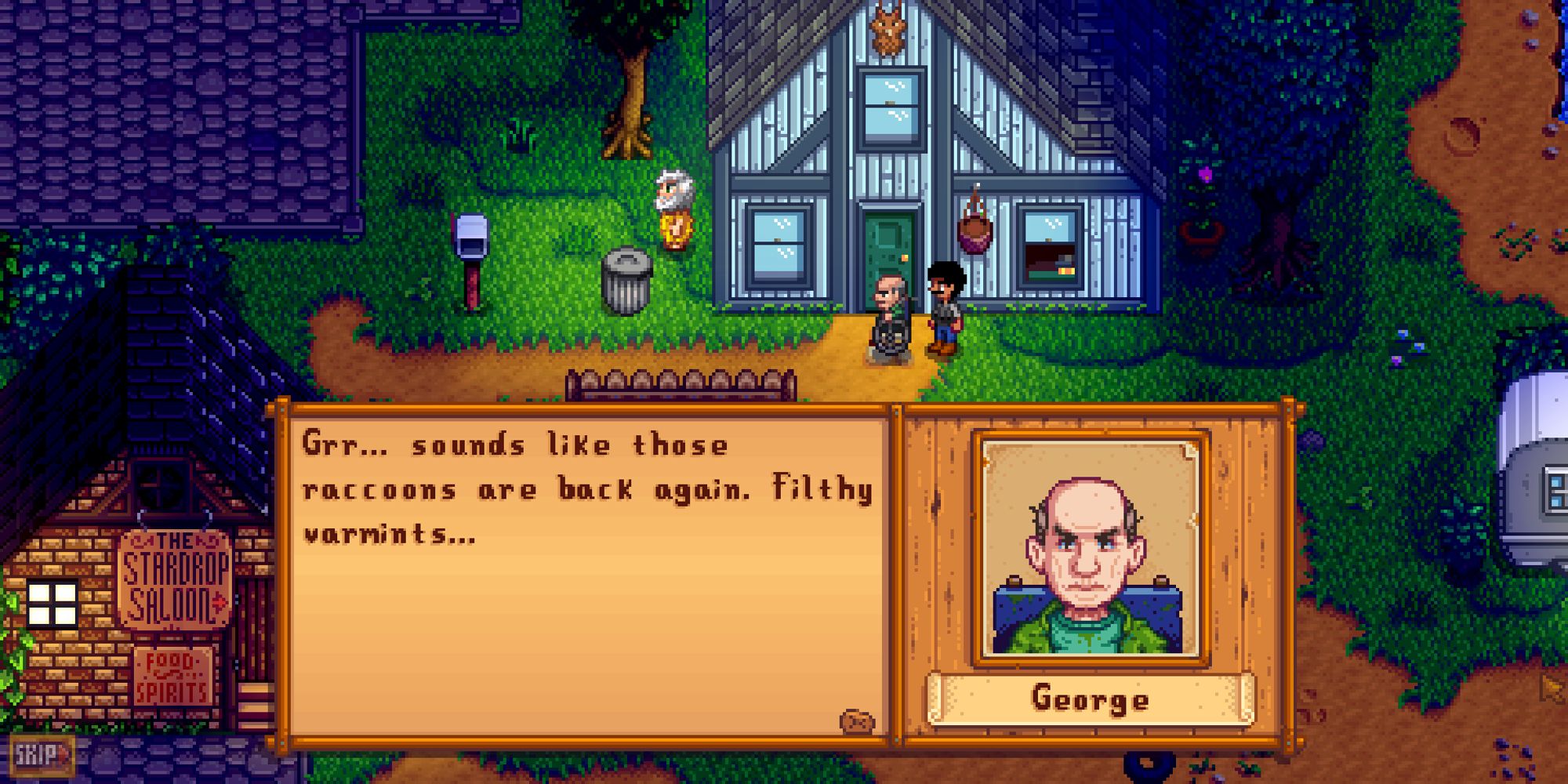 george during cutscene where linus digs through trash