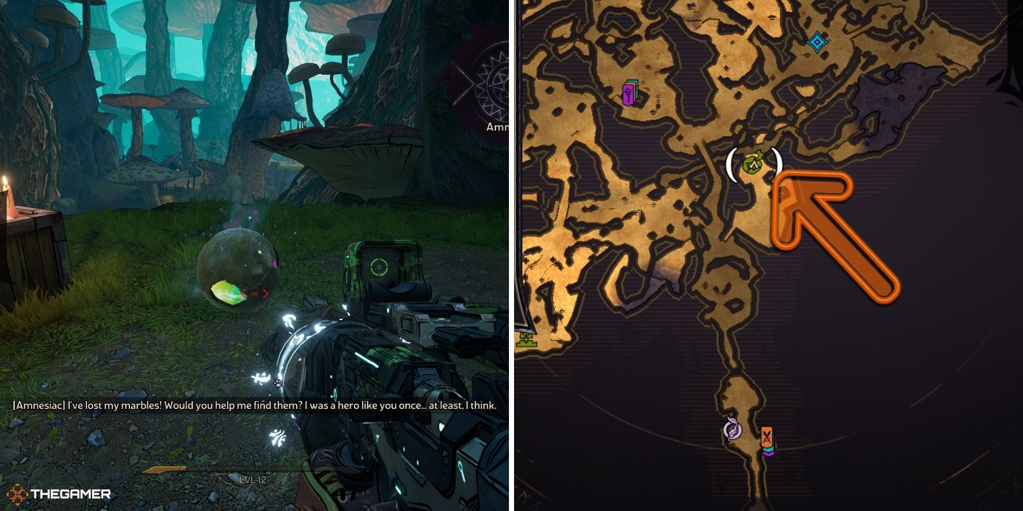 tiny tina's wonderlands - location of first lost marble in the weepwild dankness